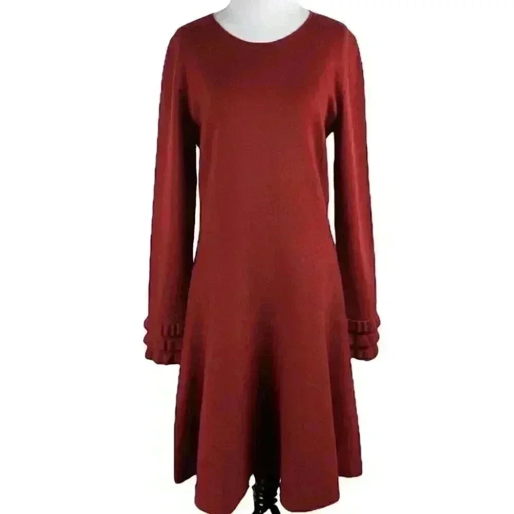 Akris Punto womens dress size 10 ruby red 95% wool career